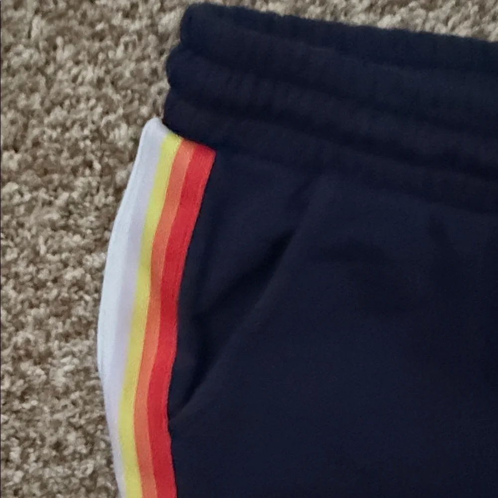 Navy Joggers with Rainbow Stripe size small